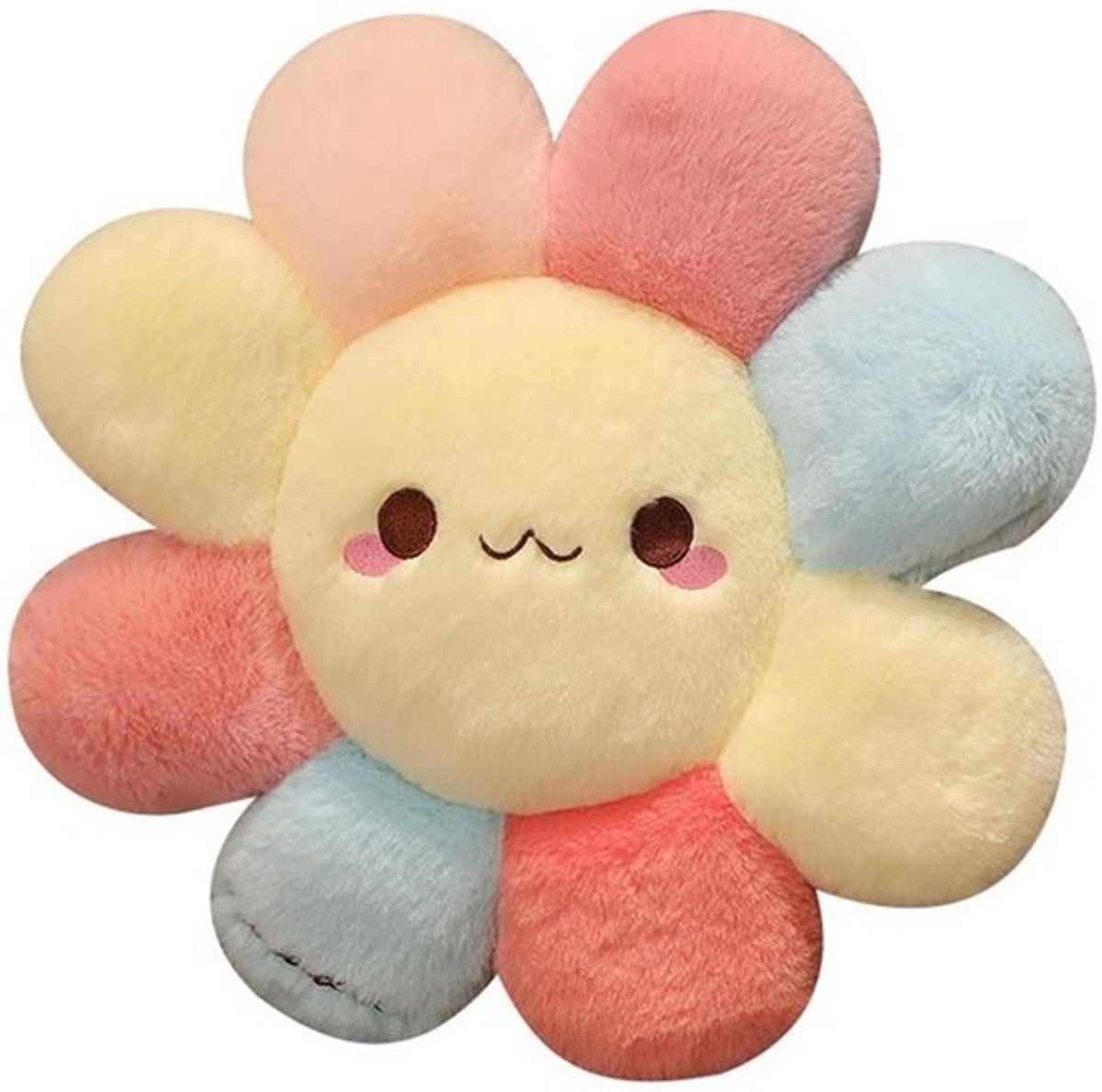 NatureMan Bloemkussen glimlach madeliefje sierkussen bloem vloerkussen kleurrijke zon bloem zitkussen esthetisch vloerkussen decoratief sierkussen voor bed, bank (Small, 43 cm)