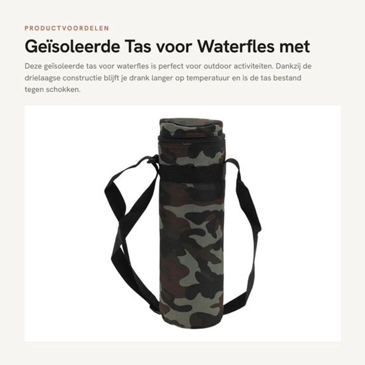 Geïsoleerde Tas - Drielaagse Constructie - Waterfles Houder - Schokbestendig - Verstelbare Schouderriem - 30 x 10 cm - Duurzaam en Spatwaterdicht - Waterfleshouder