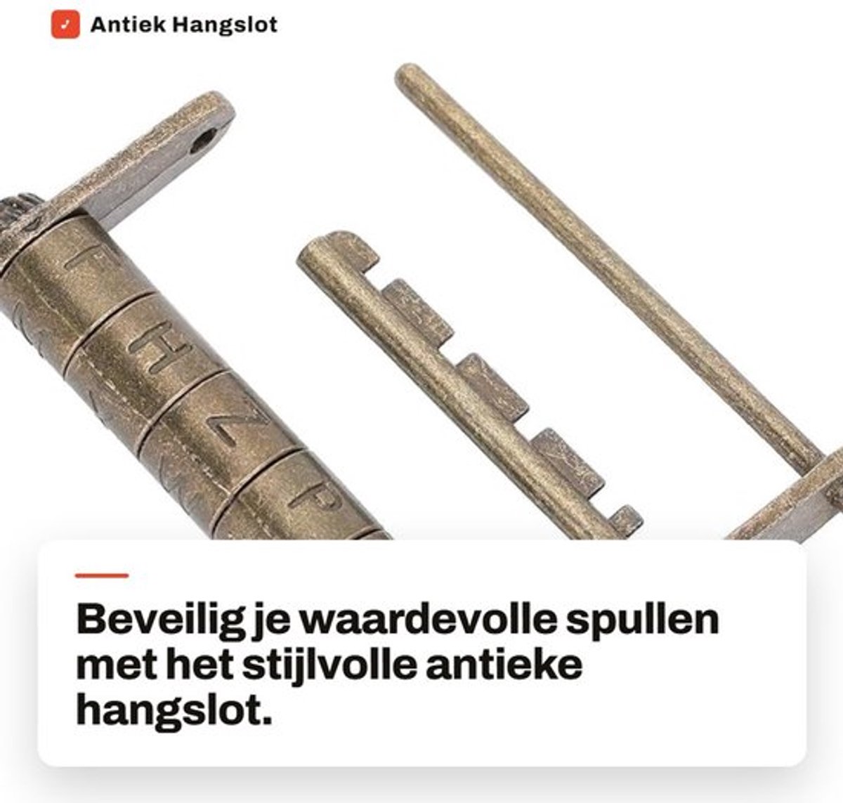 Hangslot Antiek Retro - Combinatieslot Messing - Decoratie voor Kisten - Juwelendozen - Zinklegering - Afmetingen 8x3,5x1,5 cm - Decoratieslot
