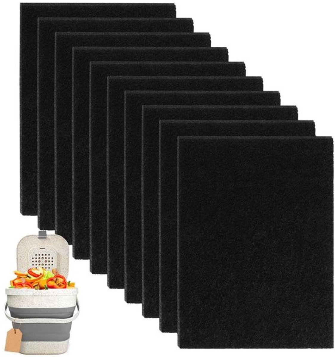 Koolstoffilters Geactiveerd - 10 Stuks - Geurfilters voor J&J Compostbakken - Universele M