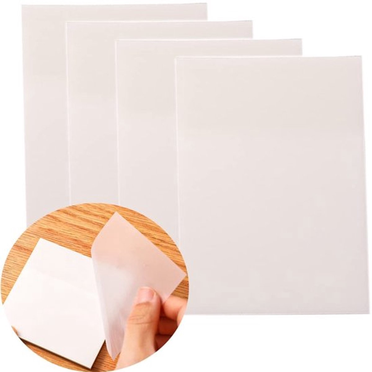 Notitieblaadjes 200 vellen - Transparante Sticky Notes - Herbruikbaar - Kleur: Wit/Geel/Groen/Oranje/Blauw - 75x95 mm - Zelfklevend