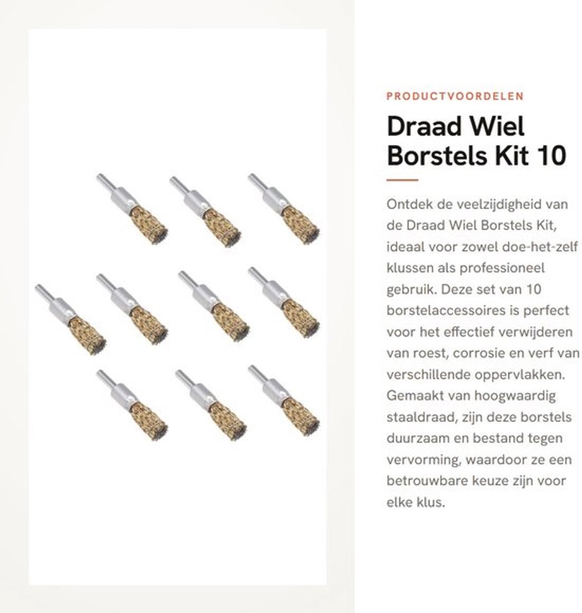 Draad Wiel Borstels Kit - 10 Stuks - Voor Roest en Verf Verwijdering - 12mm Pen Type - Duurzaam en Praktisch - Universele Boor Accessoire...