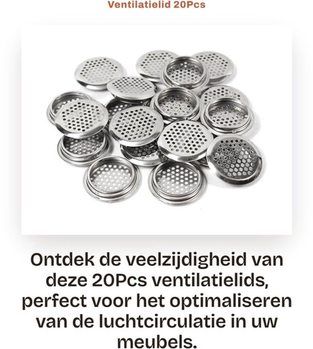 Ventlid 20 Stuks - Ventilatie - Roestvrij Staal - Meubeltoepassing - 65mm - Mondventilatie