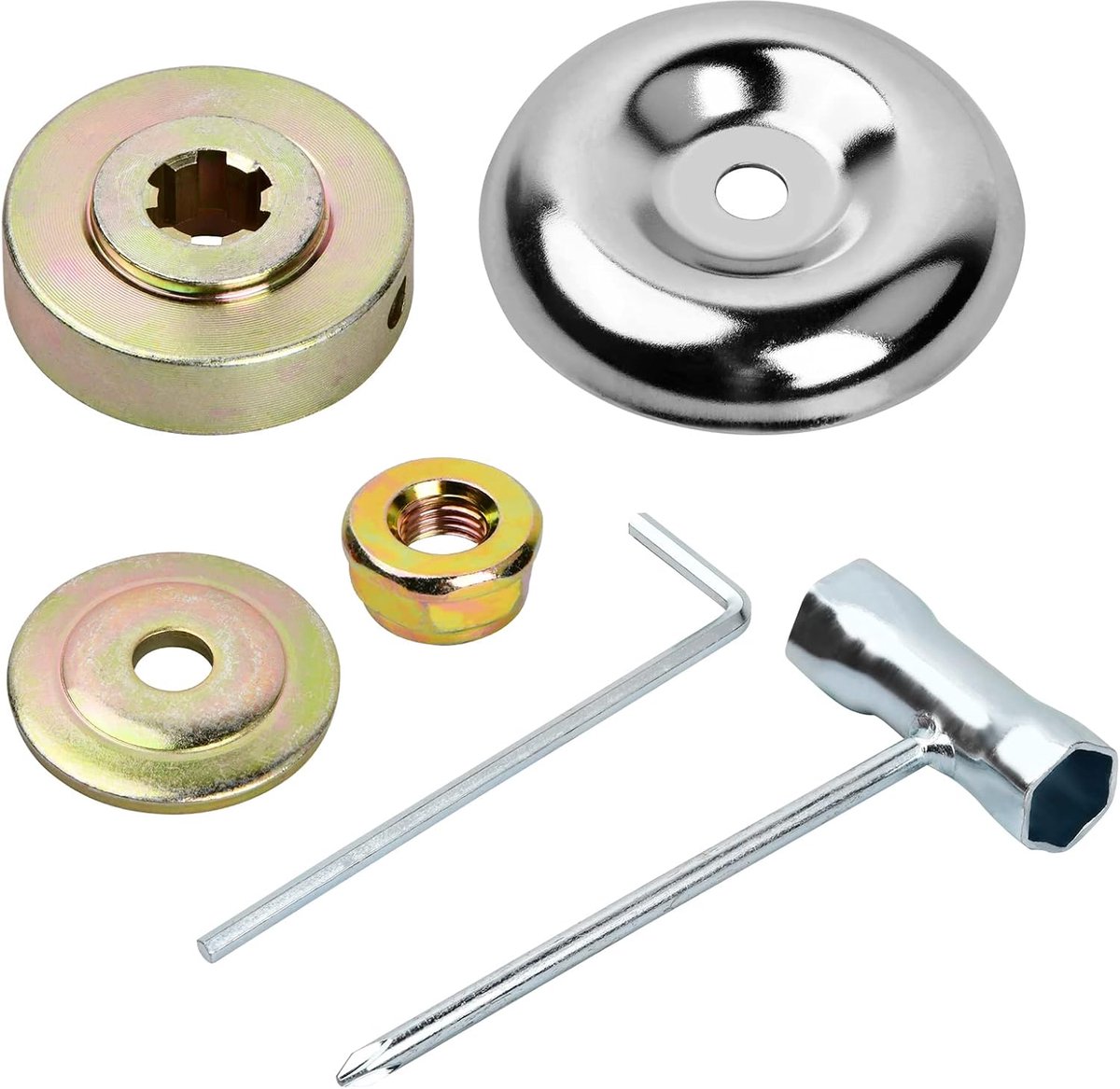 SnelShoppen - Set van 6 Universele Metaal Onderdelen voor Grasmaaier - Duurzame Accessoires voor Brush Cutter en Trimmer - Inclusief Bladadapter, Kraa