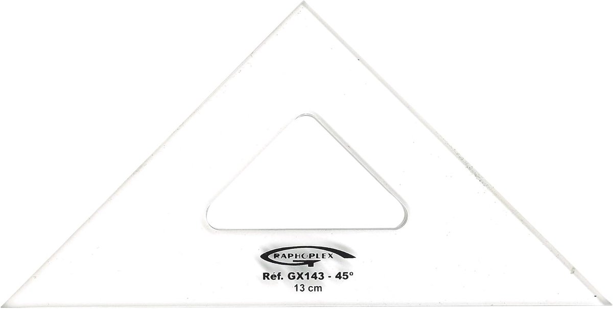 Graphoplex Tekendriehoek, 45° 3 randen rechts transparant 13 cm doorzichtig - ShopVlot