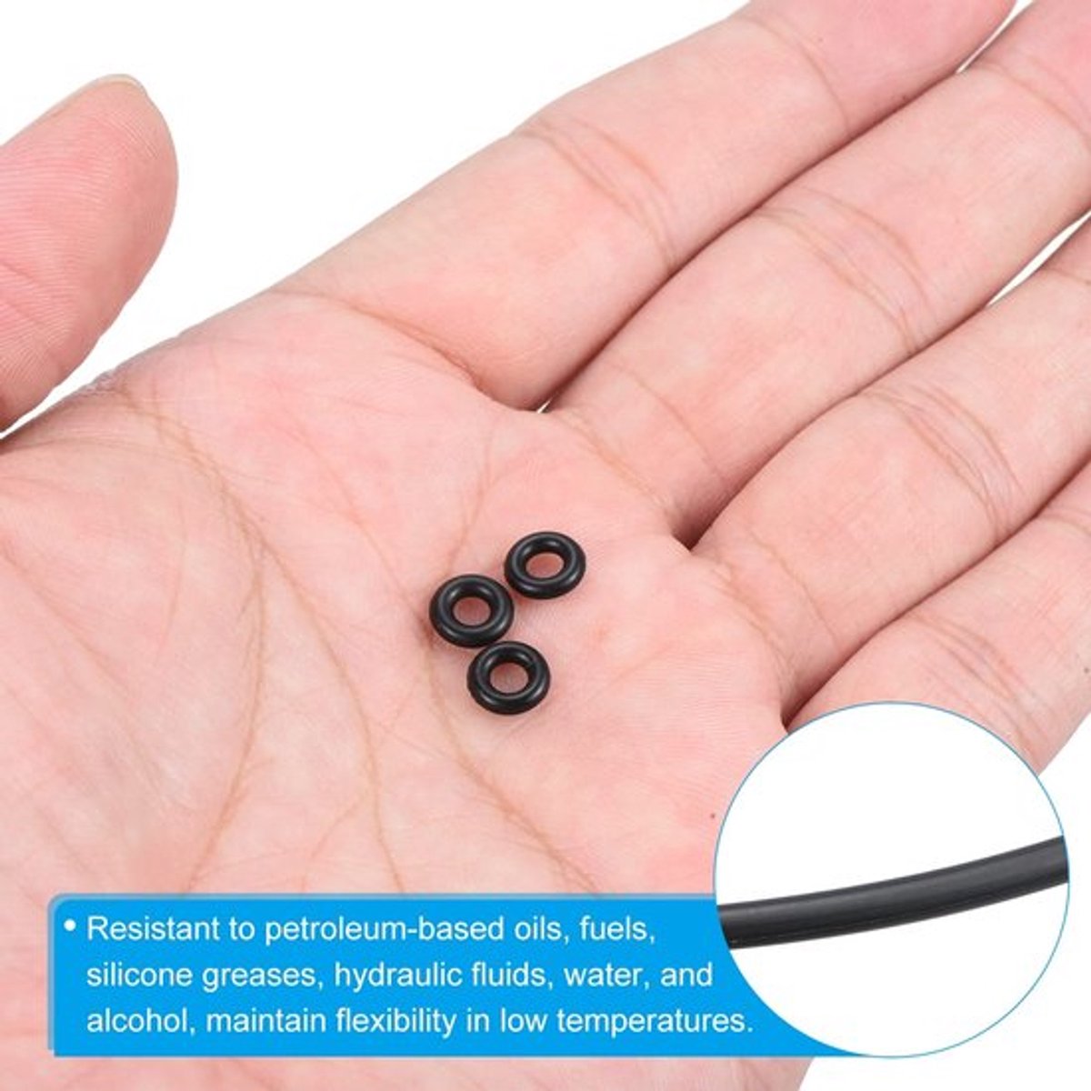 PATIKIL 100 stuks nitrilrubber O-ringen 7 mm AD 3 mm ID 2 mm brede metrische afdichting voor waterkraan loodgieterswerk autoreparatie zwart