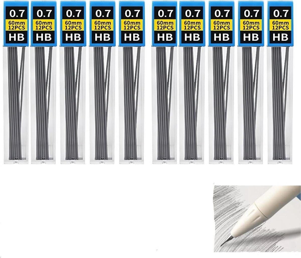 Pencil vullingen 0.7mm, 120 stuks HB vullingen voor mechanische potloden, perfect voor tekenen, schetsen en notities maken, soepel en nauwkeurig schrijven