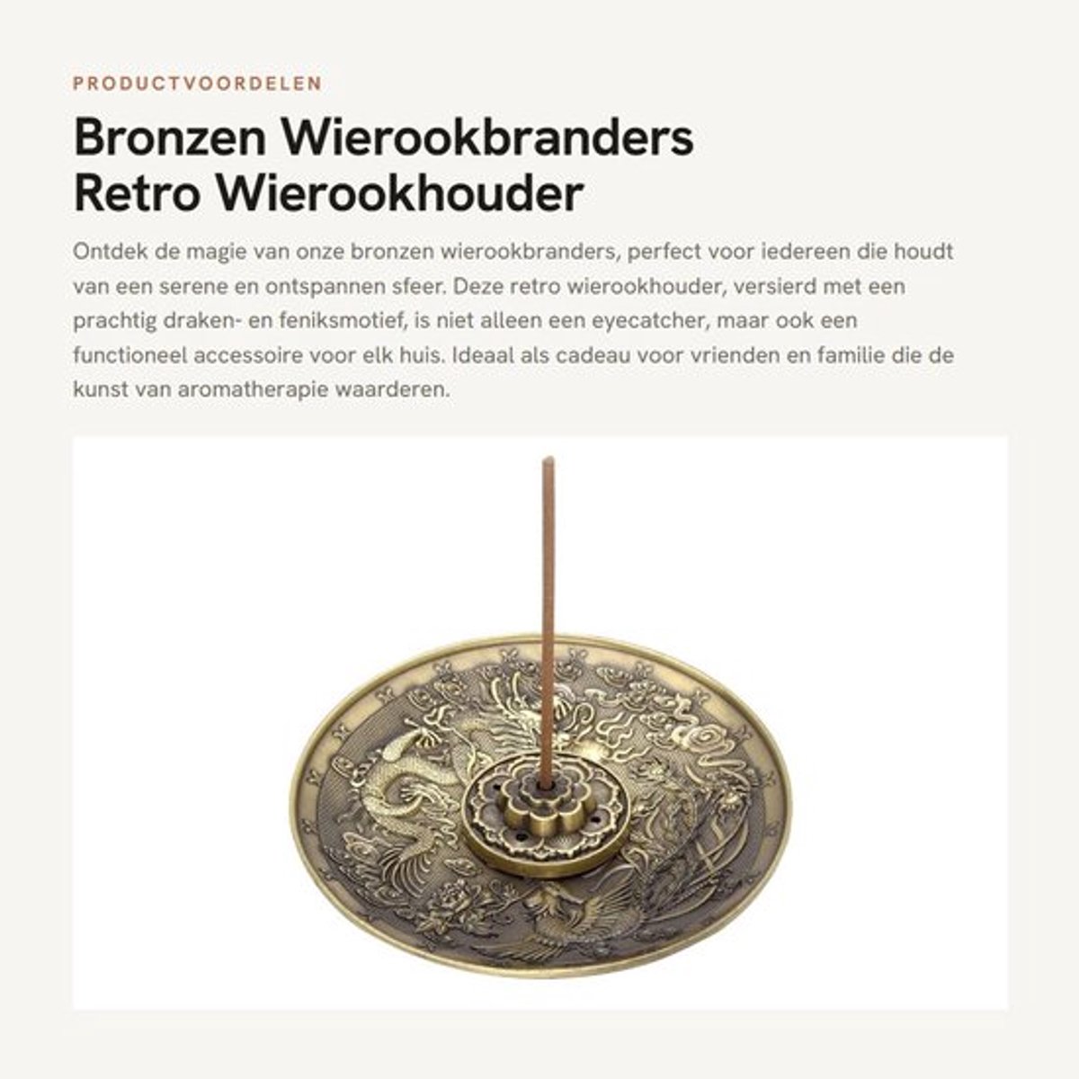 Wierookbrander Retro - Wierookhouder - Messing Pot - Draken/Feniksmotief - Afneembare Sokk