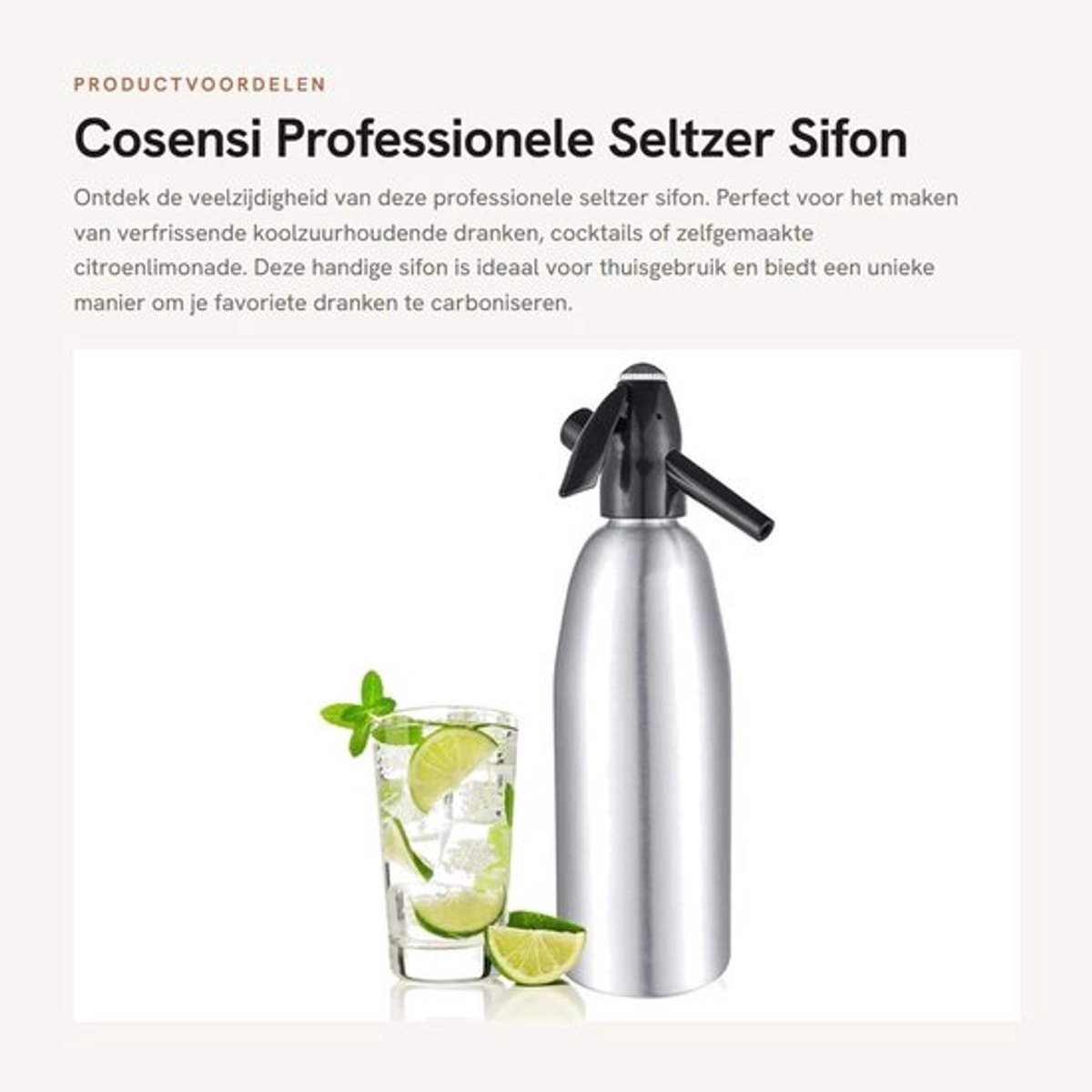 Sifon 1L Professionele Legering - Soda Machine - Koolzuurhoudende Drank Dispenser - Handmatige Carbonator - Drukregelaar - Herbruikbaar en Duurzaam - Soda Maker