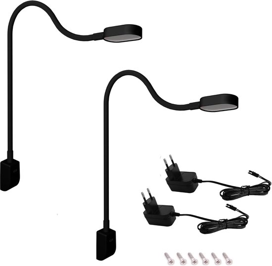 LED Bedlamp - Leeslamp USB-C - Direct lezen - Traploos dimbaar - Set van 2 - Zwart — afbeelding 5