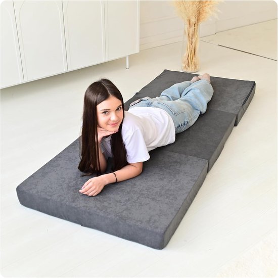 Vouwmatras - Gastenbed Logeerbed - Comfortabel Slapen - Ruimtebesparend Ontwerp - 80x200x10cm - Grijs — afbeelding 2