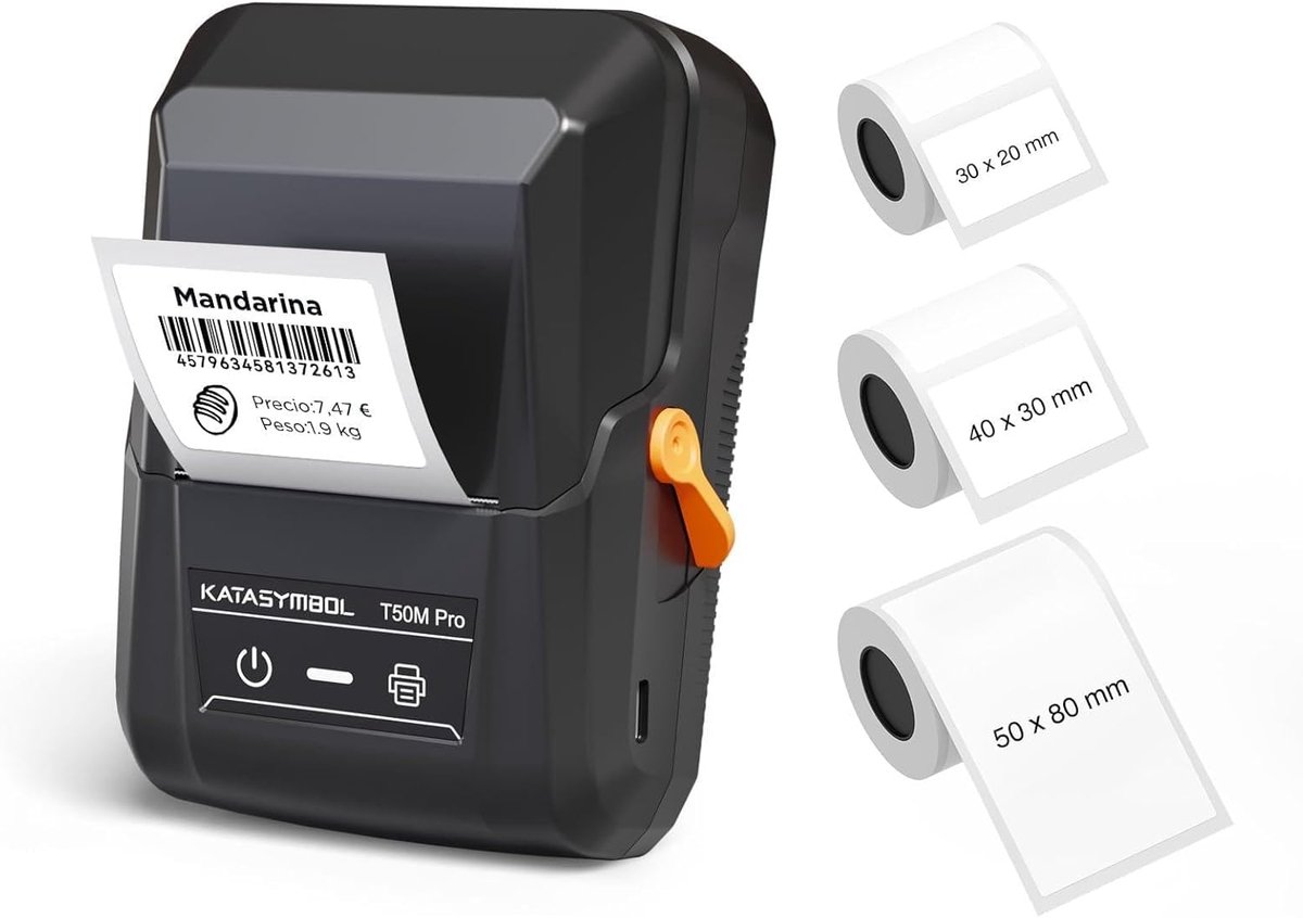SnelShoppen - Thermische Labelprinter Bluetooth - Waterproof Labels - 3 Rollen - 20-50 mm - 40+ Fonts & 150+ Templates - Ideaal voor Thuis, Kantoor en