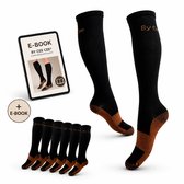 Compressiekousen 6 Paar met E-book - Steunkousen Vrouwen en Mannen - Compressie sokken - Hardloopsokken - Sportsokken - Maat 41-45 L/XL