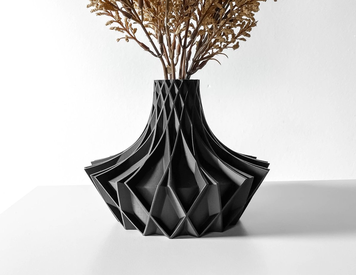 Skushy Vaas Arkanshort - Geschikt voor Bouwbloemen - Japandi Designvaas voor Droogbloemen en Kunstbloemen - Sculpturale Decoratieve Vaas - Moderne Woondecoratie