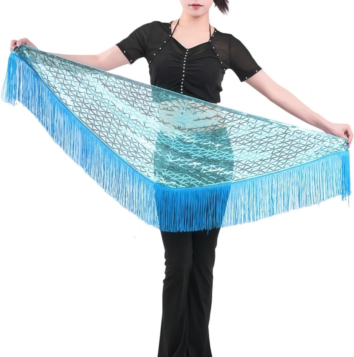 Glitterende Pailletten Tassel Dansrok voor Buikdansen, Salsa en Latin Dansfestivals - Shiny Fringe Rok met Wrap Design