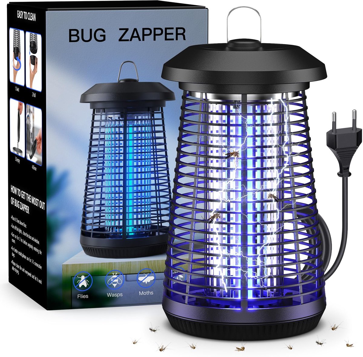 SnelShoppen - Elektrische Insectenverdelger, 4200V Hoge Spanning, 20W LED Lamp, Effectieve Muggenbestrijding voor Tuin, Camping en Buitengebruik