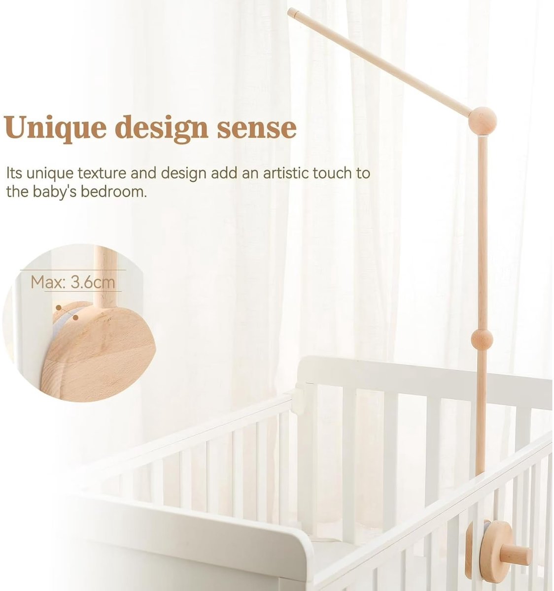 SnelShoppen - TOPLIVING Mobiele Baby Mobiele Houder Hout Babybedje Houten Houder Frame Grote Maat Opgewaardeerde Houder Perfect voor Babykamers en Kra
