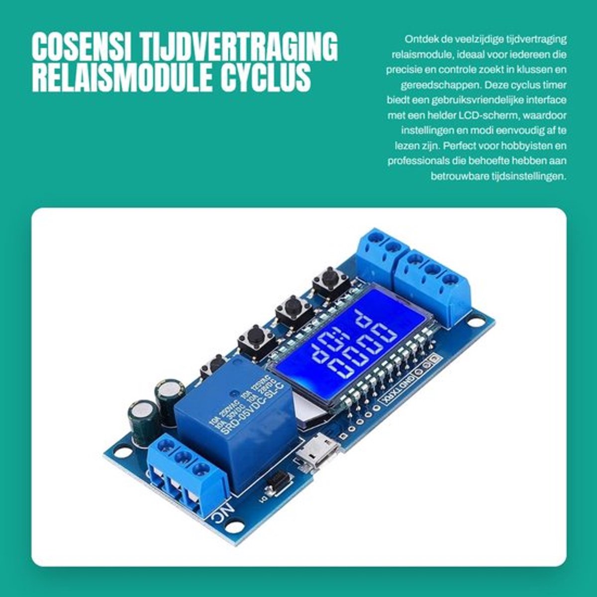 Vertraging Relais 5V/12V/24V - Tijdvertraging Module - Cyclus Timer 0.01s-9999min - LCD-scherm - Noodstopknop - Gemakkelijk te gebruiken
