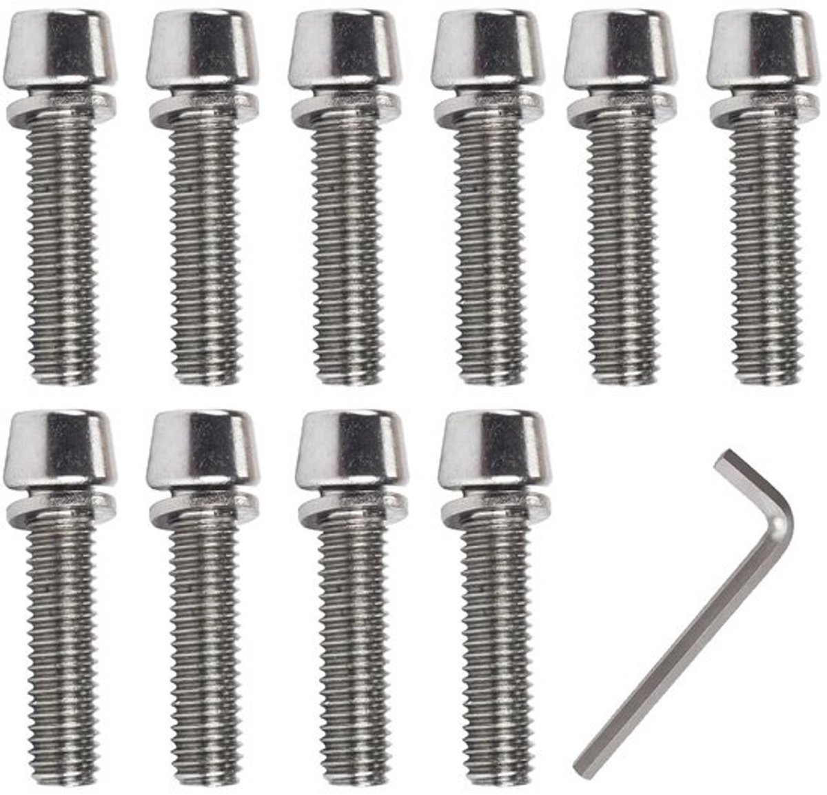 Fietsschroeven 10 stuks - M5 x 20 mm - Fietsstuurschroeven - Vaste Schroeven - Inclusief Inbussleutel - Sluitringen voor Sterkere Montage - Fietsschroef