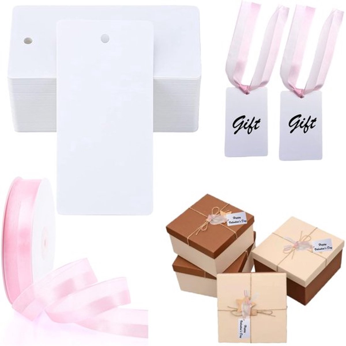 Leerkaarten 100 Stuks - Blanco Cadeaulabels - Huwelijksgeschenken - Feesttafelkaarten - Scrapbook-decoraties - 5 x 8 cm - Ideaal voor Knutselwerk - Cadeaukaart