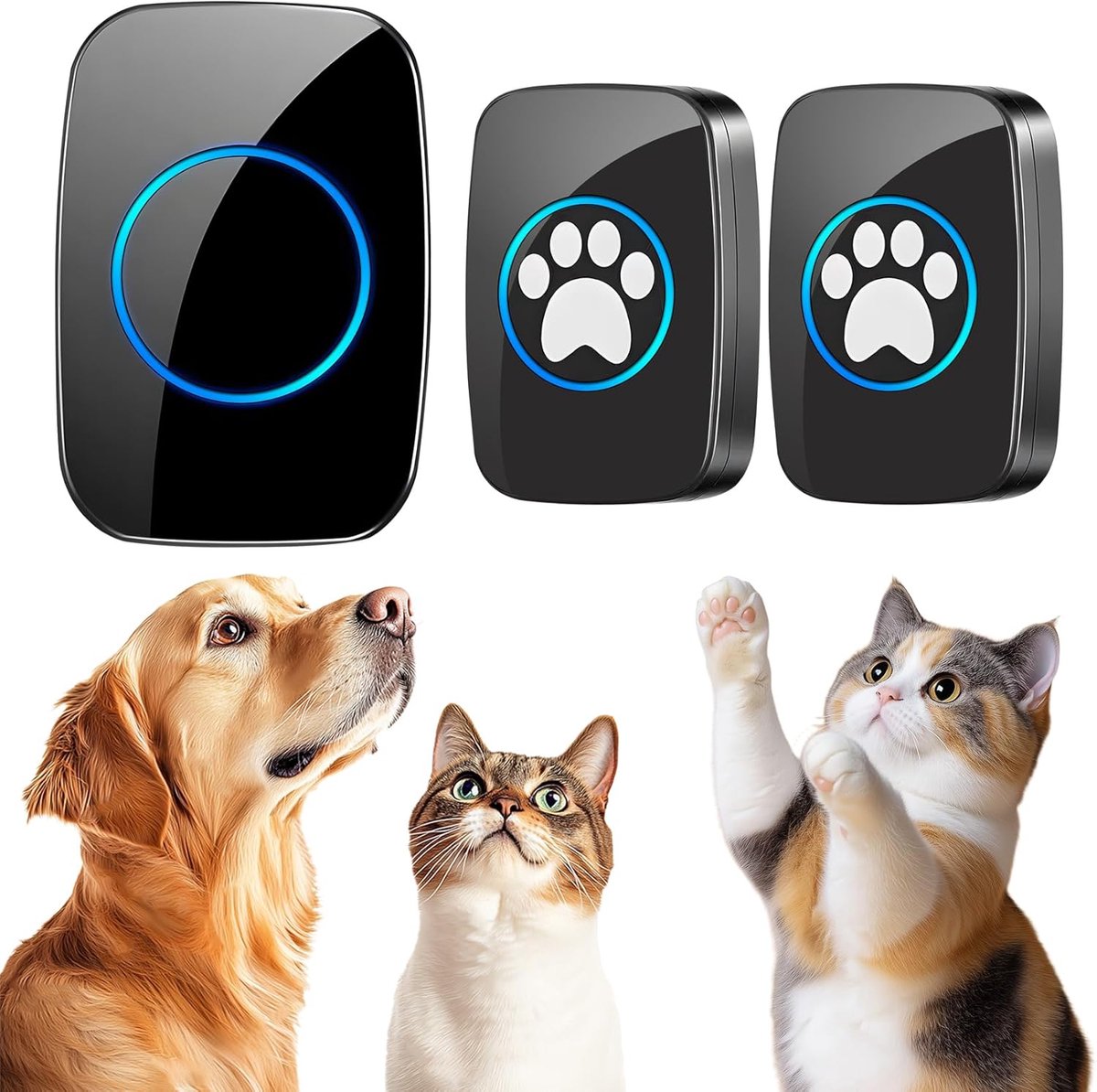SnelShoppen - Edge Touch Dog Bells Toilet Training - Zwarte Duurzame Hondenbel met Draadloze Deurbel, 304.8m Bereik, Waterproof, LED, Geschikt voor Me