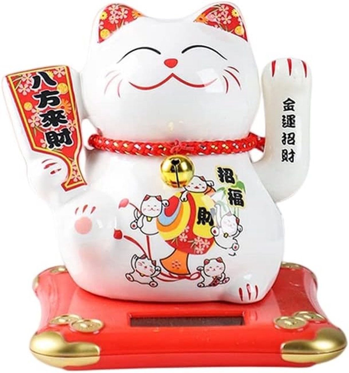 Zwaaiende katten voor auto, bureau of nachtkastje - Gelukkige Maneki Neko als cadeau voor vrienden en collega's, perfect voor thuis of op kantoor
