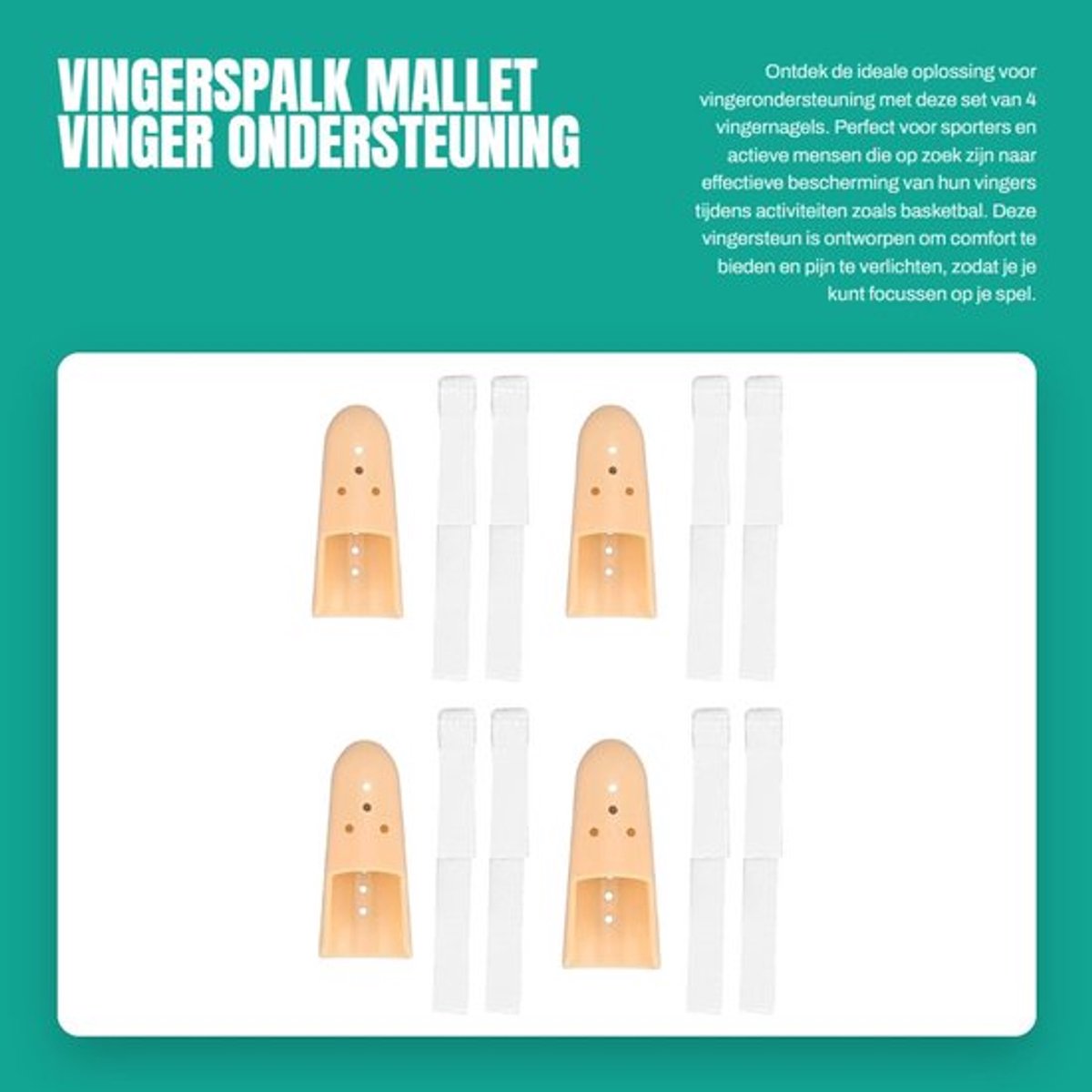 Vingerspalk Ademend - 4 Stuks - Vingerspalk Brace - Vingersteun - Vingergewrichtsbescherming - Geschikt voor Volwassenen en Kinderen - Vingerbrace
