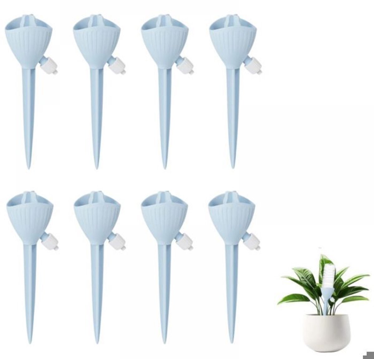 Acht binnensproeiers met een verstelbaar bewateringssysteem, Geschikt voor potplanten, tuinplanten en buitenbloemen (blauw).