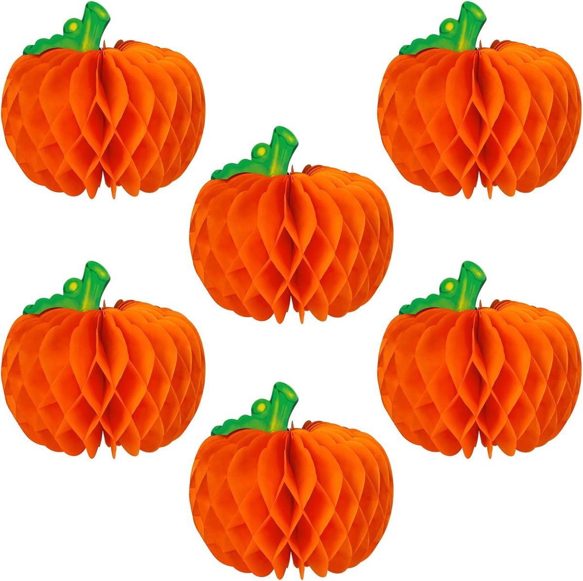 6 stuks pompoen honingraatdecoratie - halloween decoratie - halloween versiering - Feestdecoratie - Halloween pompoen - voor Halloween en Thanksgiving - 26x26cm