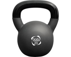 Neopreen kettlebell - zwart - 20kg - ergonomisch handvat
