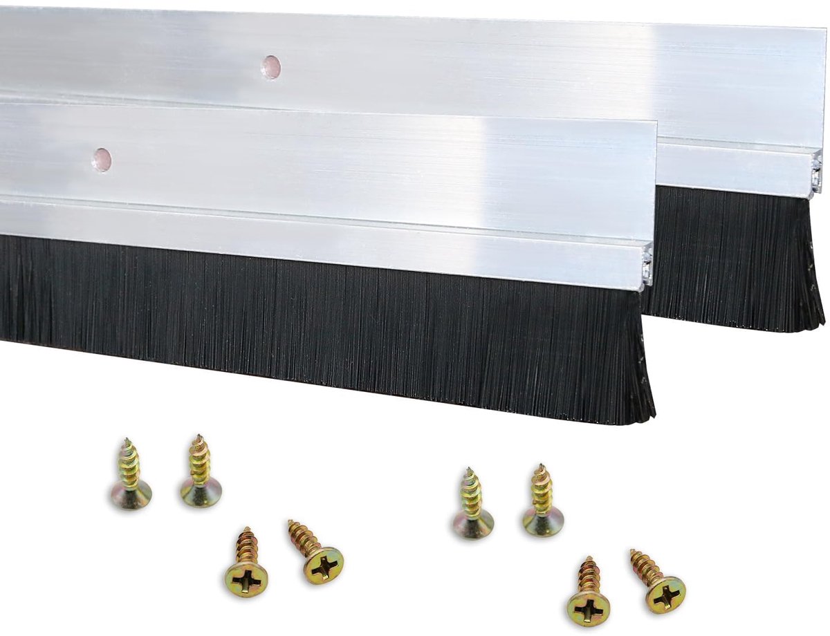 SnelShoppen - 2 Stuks H-vormige Aluminiumlegering Deurafdichting met Nylonborstel - Streepborstel 1000 mm x 20 mm - Ideaal voor Thuis, Kantoor en Gara