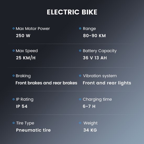 iScooter UcityS Volwassen elektrische fiets - 36V13Ah Accu - 26 inch - Max. snelheid 25 km/u - 80km actieradius - zwart — afbeelding 2