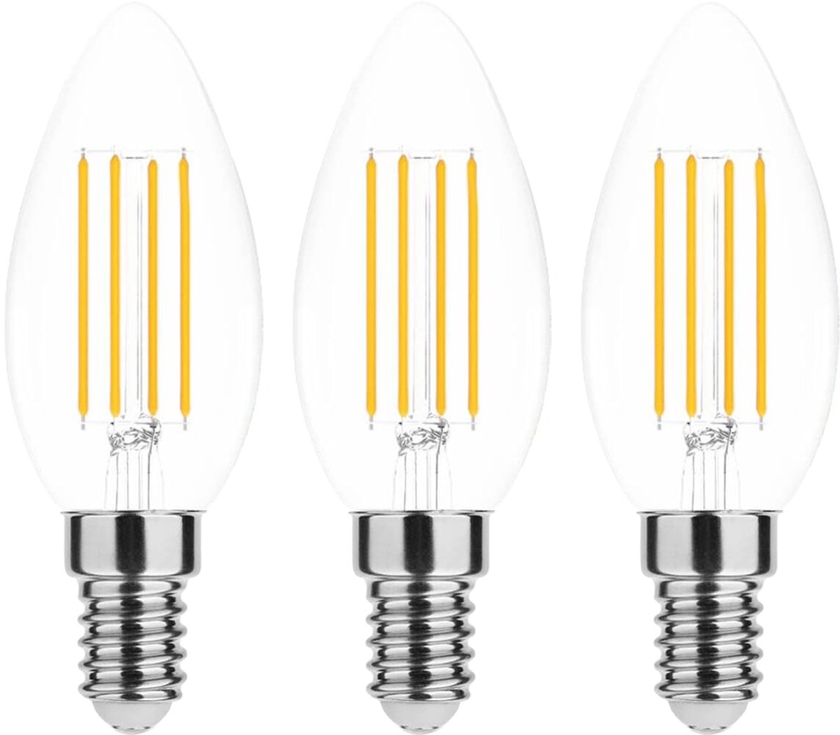Modee E14 LED Filament Lamp Dimbaar - 5.9W 806LM 2700K - Warm Wit - LED Filament Kaarslamp C37 - 3 stuks