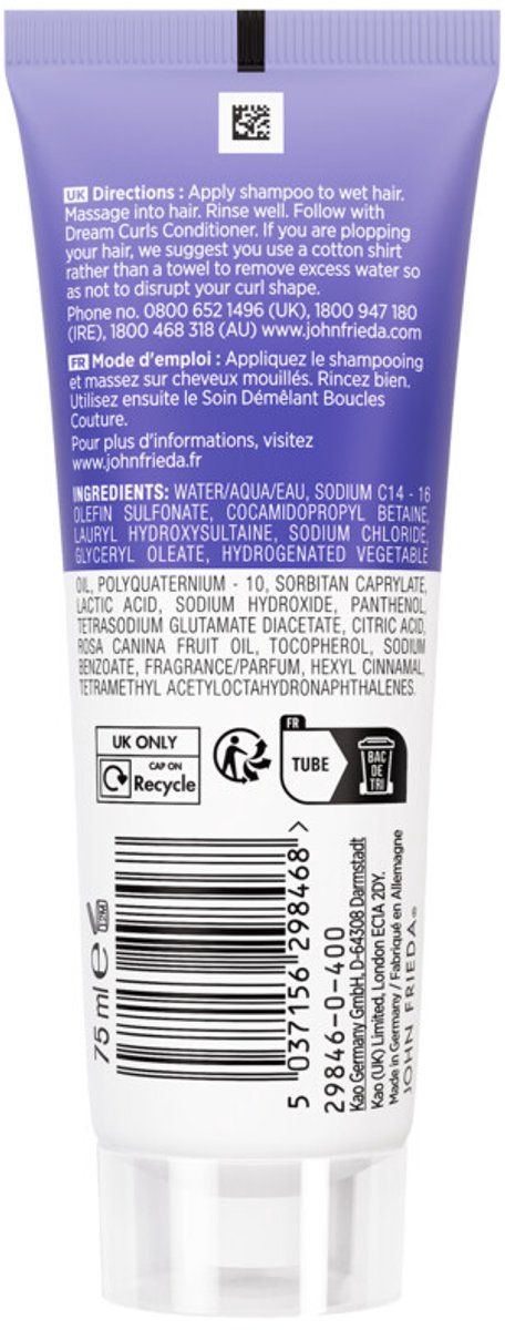 John Frieda - Frizz Ease Dream Curls Shampoo - 3 x 75 ml - Voordeelverpakking