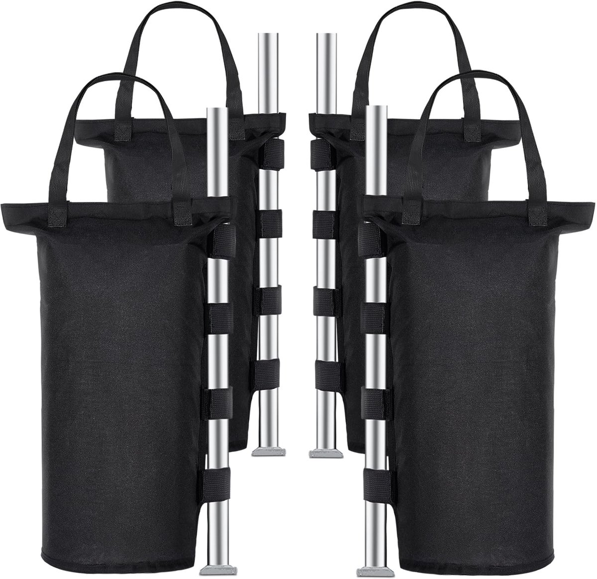 SnelShoppen - Gazebo Gewichten Set van 4 - Zware Zandzakken voor Pop-Up Tent, Luifel, Paraplu, Trampoline - 1680D PVC-Coating - Zwart - Voor Stabilite