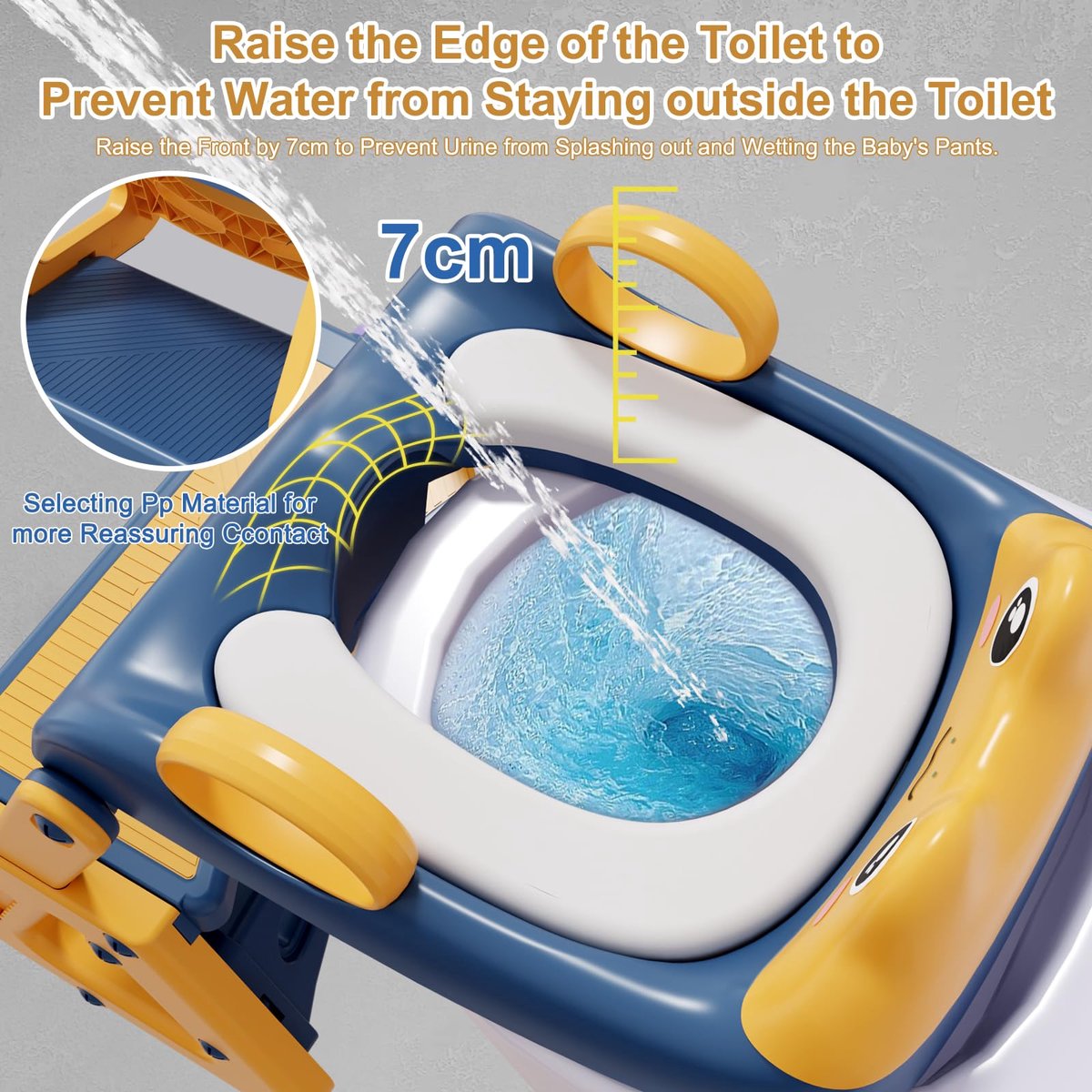 SnelShoppen - Toiletbril voor Kinderen - Kindertoiletverkleiner 3 in 1 - Stabiliseer met Driehoekige Structuur - Waterdicht PVC Kussen - Antislip en O