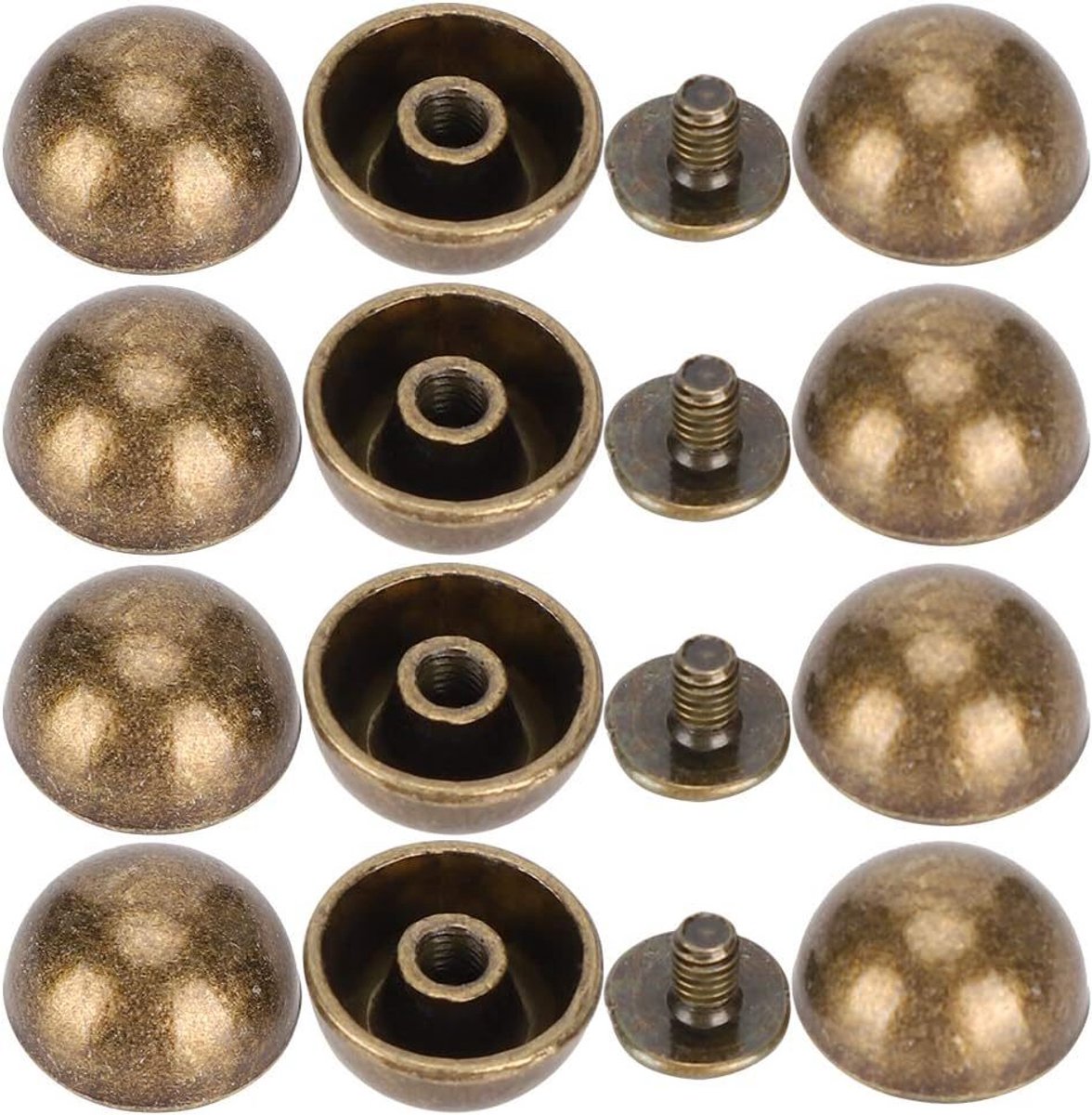 12 mm bronzen paddestoelvormige klinknagels voor lederen afwerking, 30 sets