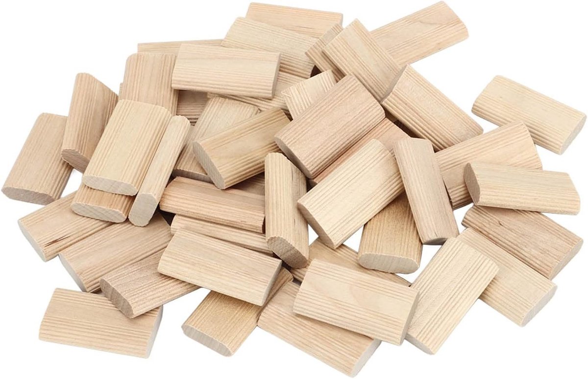 50 beukenhouten pennen, 8x40 mm, houtbewerkingsbeslag voor een veilige bevestiging.