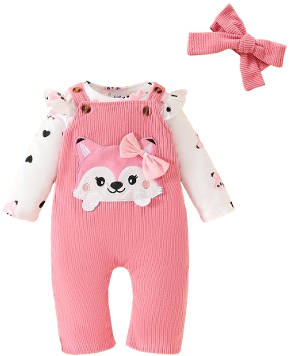 SnelShoppen - Eqenkely Babykledingset Meisjes Lange Mouwen - Schattige Kleding voor Baby's - Katoen, Zacht en Comfortabel - Perfect voor Feesten en Da