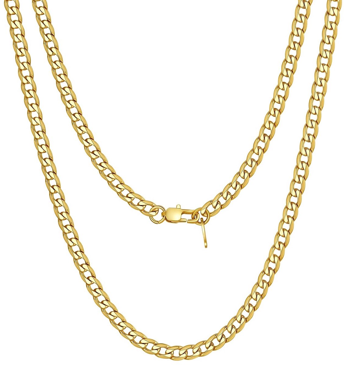 Dailygoods- Pantserketting Gouden - Roestvrij Staal - 45 cm - Vriendschapsketting zonder Hanger - Dames/Heren - Modesieraad - Perfect als Cadeau - Halsketting