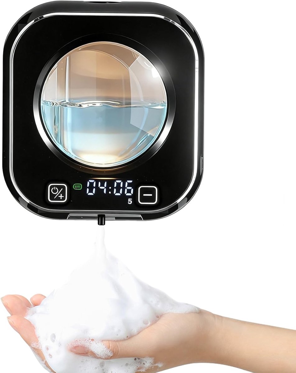 SnelShoppen - Automatische Zeepdispenser Wandmontage 320 ml, Oplaadbare Elektrische Foam Zeepdispenser met IPX5 Waterdicht, 5 Niveaus voor Badkamer en
