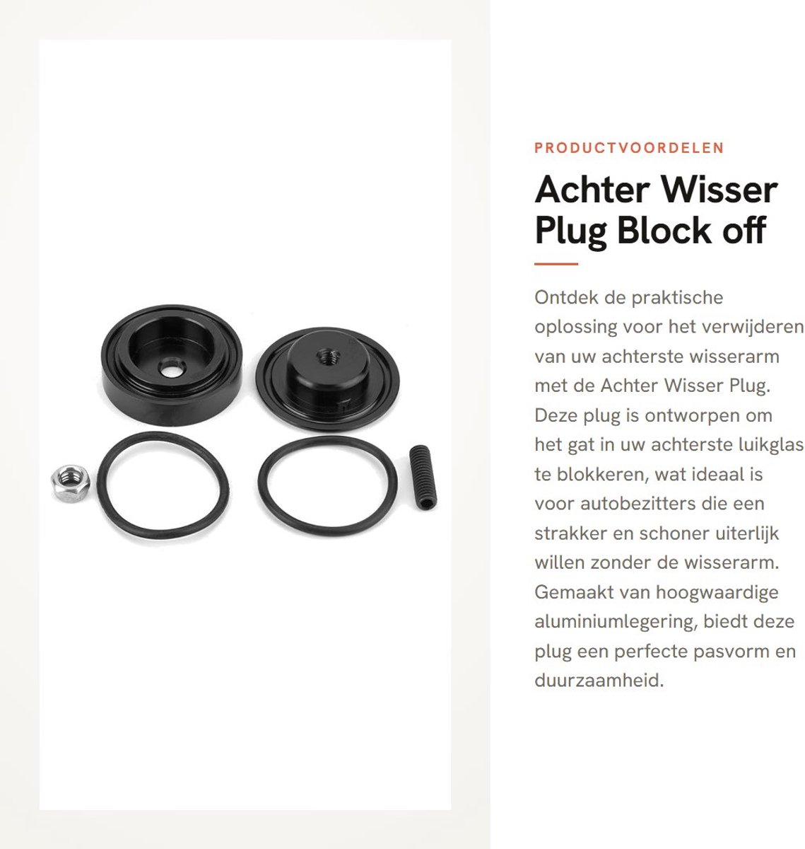 Dailygoods- Wisserplug Exacte Pasvorm - Achter Wisser Blokkeerplug - Aluminiumlegering - O-ring Afdichtingsring - Duurzaam - Eenvoudige Installatie - Afsluitplug