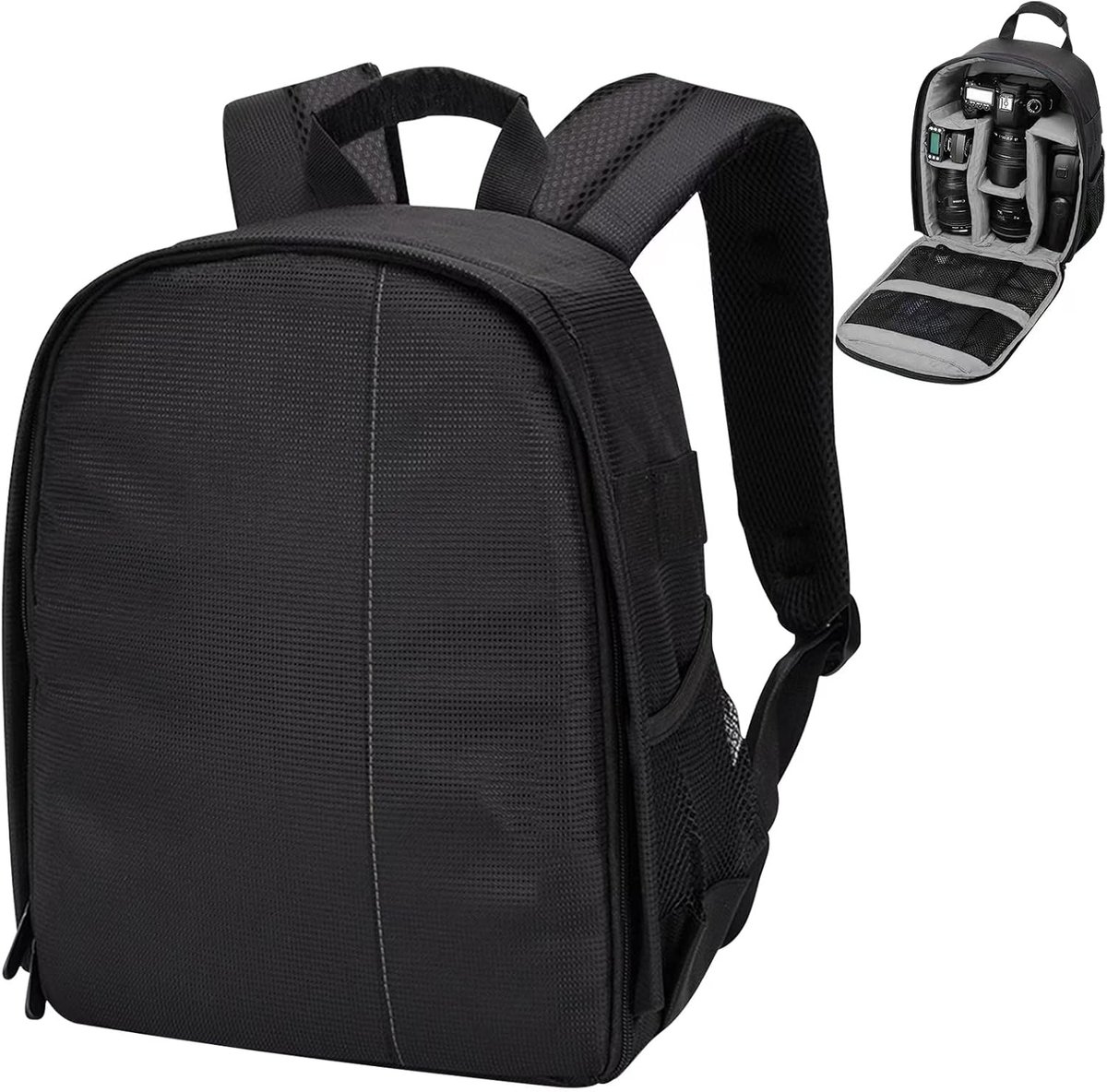 SnelShoppen - Professionele Camerarugzak voor Spiegelloze DSLR/SLR-camera's - Waterafstotend Nylon - Fotorugzak voor Fotografen - Grijze Rugtas - Dage