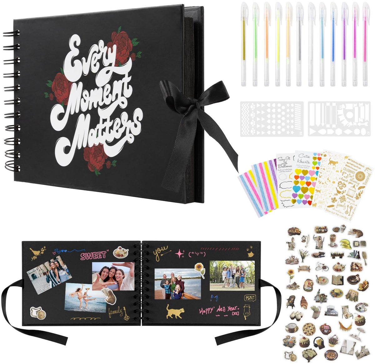 Dailygoods - Fotoalbum om zelf vorm te geven, A5 (21,5 x 15 cm), scrapbook met 30 pagina's,