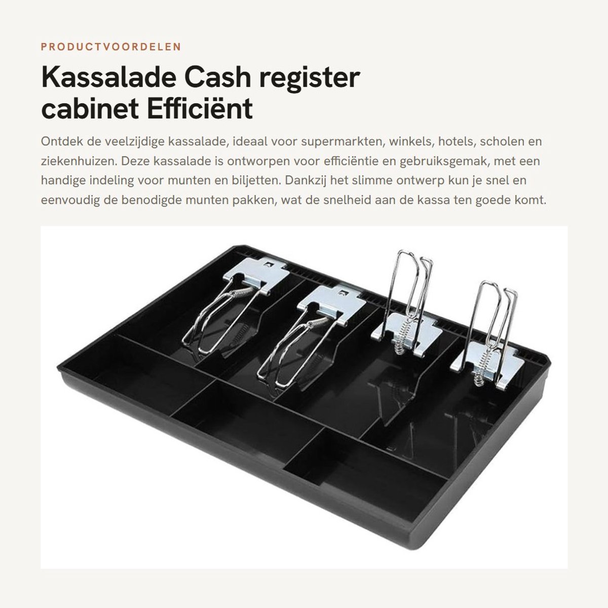 Dailygoods- Kassakast 100% gloednieuw - Kassa-insteekvak - Insteekvak voor kassier - 7 Rasters - 4 Vakken voor bankbiljetten - 3 Muntvakken - Comfortabel ontwerp - Casseerdoos