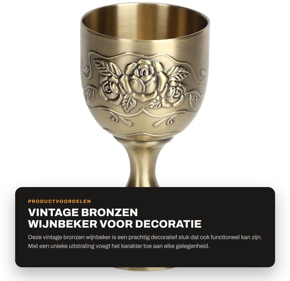 Dailygoods- Kelk Vintage Wijnbeker - 30ml/1oz - Koper - Hoogte 8 cm - Decoratie - Niet voor serveren