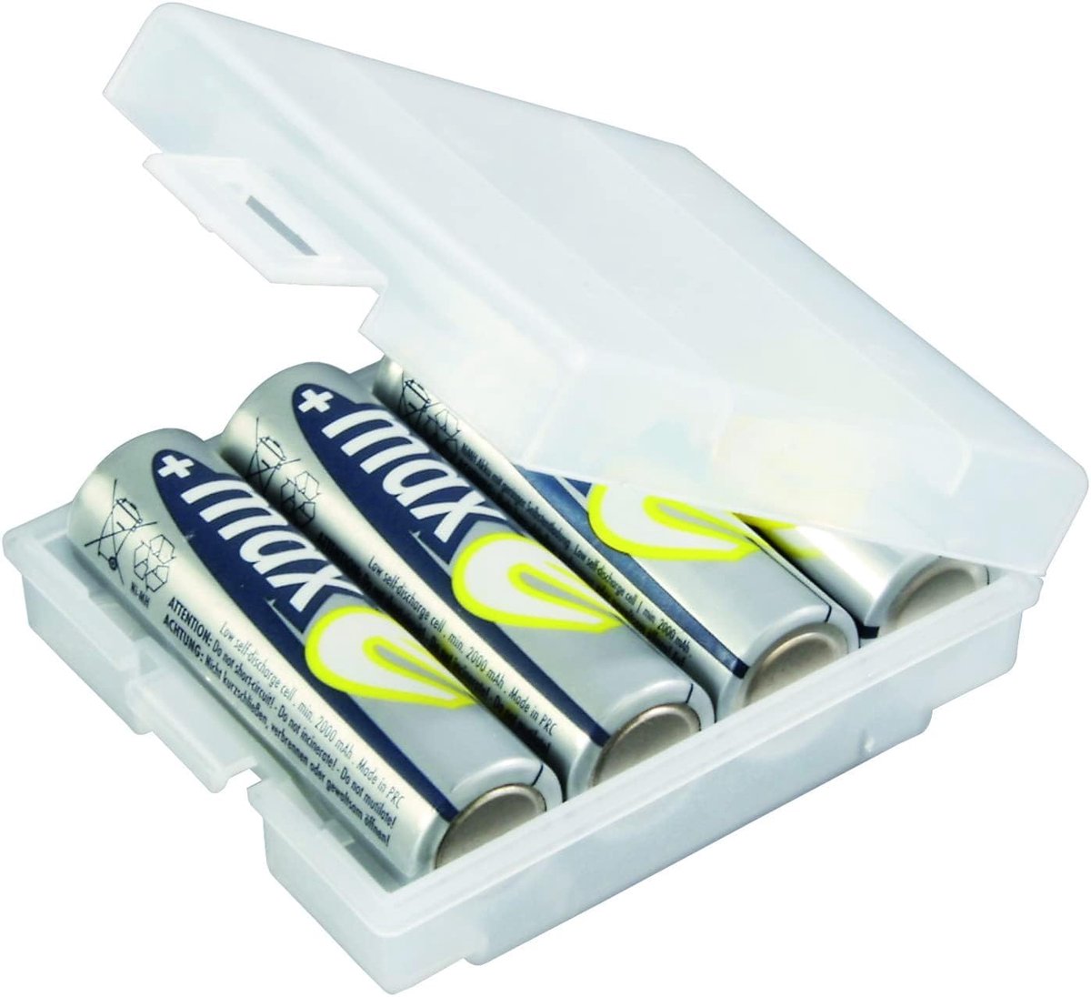 Thijox - Premium Accubox voor 4 Mignon AA of Micro AAA Batterijen - Transparante Bewaardoos voor Organisatie en Bescherming - Ideaal voor Thuis, Campi