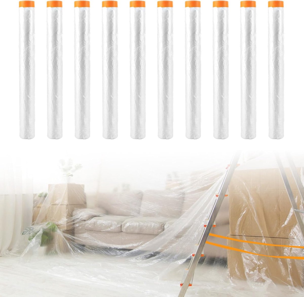 Thijox - 10x Afdekfolie Schilder 4x5m | Transparant Schilderzeil & Stofbeschermingsfolie | Scheurvast & Waterdicht | Beschermfolie voor Renovatie & Me
