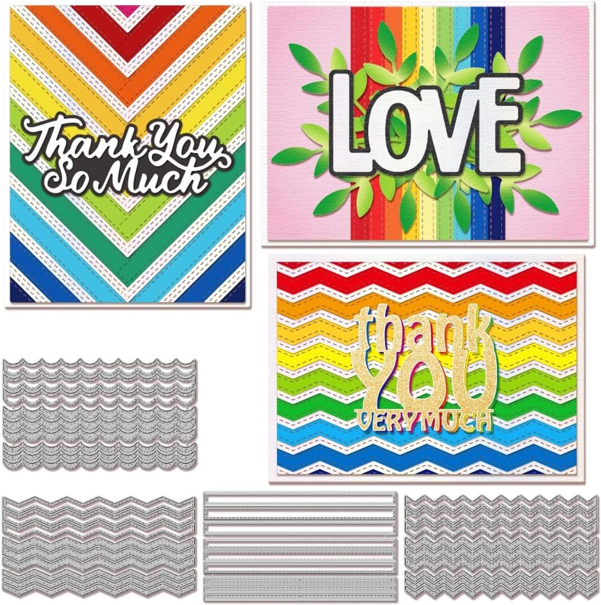 Thijox - Rechthoekige Strepen Stansvormen voor Kaarten Maken - Metalen Rand Sjablonen voor Scrapbooking en Embossing - Meerdere Materialen Snijden - P