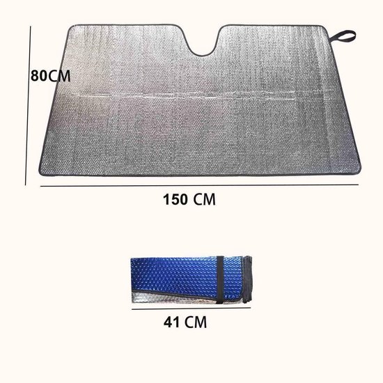 Thijox - Autozonwering Voorruit 150 x 80 cm - Opvouwbaar en Reflecterend - UV-Bescherming en Warmtewerend - Blauwe Zonnescherm voor Auto van Thijox — afbeelding 2